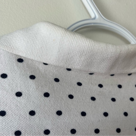 Y2K Kim Rogers White Polka Dot Cotton Polo Shirt Preppy Mod Retro Tee Small - Picture 10 of 12